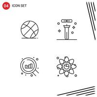 Pictogram Set of 4 Simple Filledline Flat Colors of ball web education flasks search Editable Vector Design Elements