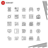 25 Universal Line Signs Symbols of digital connection machine learning computer of Editable Vector Design Elements