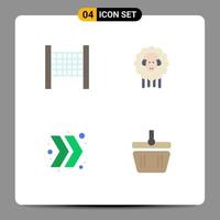 4 Creative Icons Modern Signs and Symbols of net basket lamb arrow shapping Editable Vector Design Elements