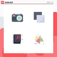 Group of 4 Flat Icons Signs and Symbols for camera sign copy book effects Editable Vector Design Elements