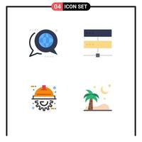 Flat Icon Pack of 4 Universal Symbols of communication network global database engineer Editable Vector Design Elements