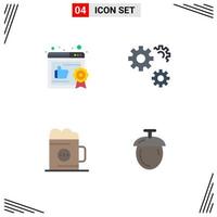 Pictogram Set of 4 Simple Flat Icons of business beverage configuration service glass Editable Vector Design Elements