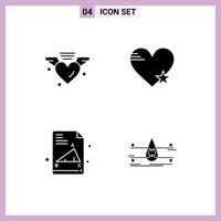 Universal Icon Symbols Group of 4 Modern Solid Glyphs of loving back to school wedding love exam paper Editable Vector Design Elements