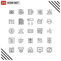 Pixle Perfect Set of 25 Line Icons Outline Icon Set for Webite Designing and Mobile Applications Interface Creative Black Icon vector background