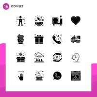 Modern Set of 16 Solid Glyphs and symbols such as drink report logistic favorite love Editable Vector Design Elements