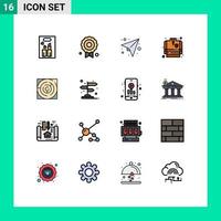 Universal Icon Symbols Group of 16 Modern Flat Color Filled Lines of strategy map paper maze fire fighting coat Editable Creative Vector Design Elements