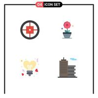 conjunto de pictogramas de 4 iconos planos simples del crecimiento del soldado del corazón del ejército elementos de diseño vectorial editables de san valentín vector