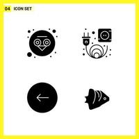 4 Icon Set Simple Solid Symbols Glyph Sign on White Background for Website Design Mobile Applications and Print Media Creative Black Icon vector background