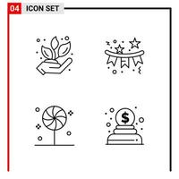 4 General Icons for website design print and mobile apps 4 Outline Symbols Signs Isolated on White Background 4 Icon Pack Creative Black Icon vector background