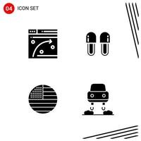 Collection of 4 Vector Icons in solid style Pixle Perfect Glyph Symbols for Web and Mobile Solid Icon Signs on White Background 4 Icons Creative Black Icon vector background