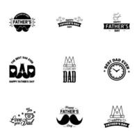 happy fathers day 9 Black text design Vector calligraphy Typography poster Usable as background Editable Vector Design Elements