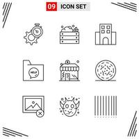 9 Icons Line Style Grid Based Creative Outline Symbols for Website Design Simple Line Icon Signs Isolated on White Background 9 Icon Set Creative Black Icon vector background