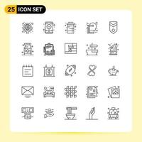 Pack of 25 Modern Lines Signs and Symbols for Web Print Media such as badge scale diet thinking creative Editable Vector Design Elements