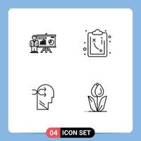 4 Creative Icons Modern Signs and Symbols of presentation brian professor tactics flora Editable Vector Design Elements