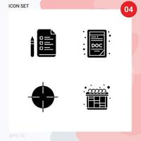 4 Solid Glyph concept for Websites Mobile and Apps file symbolism pencil doc file iteration Editable Vector Design Elements