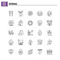 Fondo de vector de conjunto de iconos de primavera 25