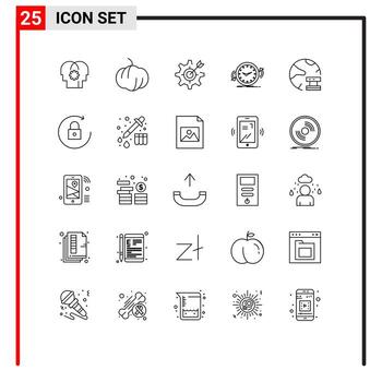 25 Thematic Vector Lines and Editable Symbols of data time gear counter clock Editable Vector Design Elements