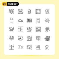 Pack of 25 creative Lines of conditioner toy bed counter presentation Editable Vector Design Elements