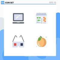 Set of 4 Vector Flat Icons on Grid for computer glasses imac calendar pack Editable Vector Design Elements