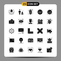 25 Black Icon Pack Glyph Symbols Signs for Responsive designs on white background 25 Icons Set Creative Black Icon vector background