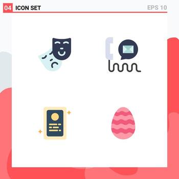 Group of 4 Flat Icons Signs and Symbols for mask job application communication help decoration Editable Vector Design Elements