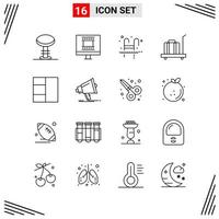 16 Icons Line Style Grid Based Creative Outline Symbols for Website Design Simple Line Icon Signs Isolated on White Background 16 Icon Set Creative Black Icon vector background