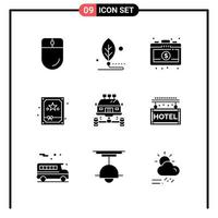 Set of 9 Solid Style Icons for web and mobile Glyph Symbols for print Solid Icon Signs Isolated on White Background 9 Icon Set Creative Black Icon vector background