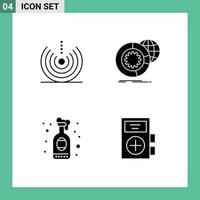 User Interface Pack of 4 Basic Solid Glyphs of air services signal big data drink Editable Vector Design Elements