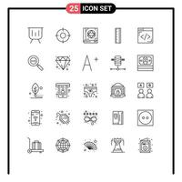 Modern Set of 25 Lines and symbols such as coding design ui scale magic Editable Vector Design Elements