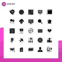 Solid Glyph Pack of 25 Universal Symbols of balloon apps data surveillance computer Editable Vector Design Elements