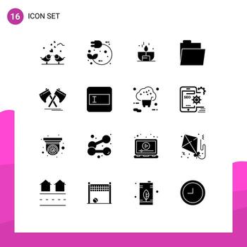 conjunto de 16 iconos de interfaz de usuario modernos signos de símbolos para archivos abiertos elementos de diseño de vectores editables de luz de brillo de energía