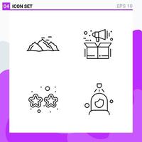 Set of 4 icons in Line style Creative Outline Symbols for Website Design and Mobile Apps Simple Line Icon Sign Isolated on White Background 4 Icons Creative Black Icon vector background