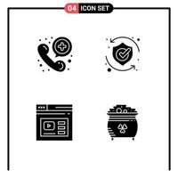 4 Creative Icons Modern Signs and Symbols of call internet telephone security web Editable Vector Design Elements