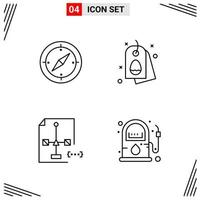 4 Icons Line Style Grid Based Creative Outline Symbols for Website Design Simple Line Icon Signs Isolated on White Background 4 Icon Set Creative Black Icon vector background