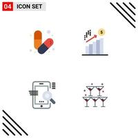 4 Flat Icon concept for Websites Mobile and Apps body search muscle finance optimize Editable Vector Design Elements