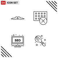 Pixle Perfect Set of 4 Line Icons Outline Icon Set for Webite Designing and Mobile Applications Interface Creative Black Icon vector background