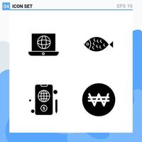 Modern 4 solid style icons Glyph Symbols for general use Creative Solid Icon Sign Isolated on White Background 4 Icons Pack Creative Black Icon vector background