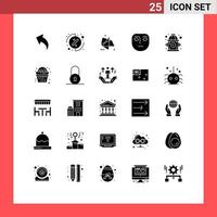 Mobile Interface Solid Glyph Set of 25 Pictograms of cupcake hydrant graphics fire face Editable Vector Design Elements