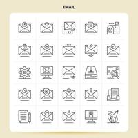 contorno 25 conjunto de iconos de correo electrónico diseño de estilo de línea vectorial conjunto de iconos negros paquete de pictogramas lineales ideas de negocios web y móviles diseño ilustración vectorial