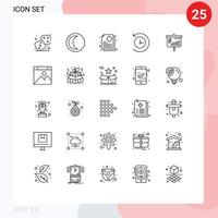 User Interface Pack of 25 Basic Lines of app projector guarantee bar future Editable Vector Design Elements