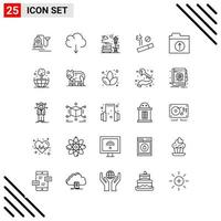 conjunto perfecto de píxeles de 25 iconos de línea conjunto de iconos de esquema para el diseño de sitios web y la interfaz de aplicaciones móviles fondo de vector de icono negro creativo