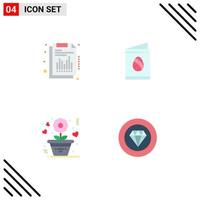 Universal Icon Symbols Group of 4 Modern Flat Icons of annual love report easter rose Editable Vector Design Elements