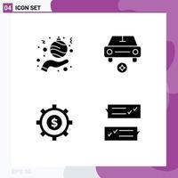 Mobile Interface Solid Glyph Set of Pictograms of ball business hand star chat Editable Vector Design Elements