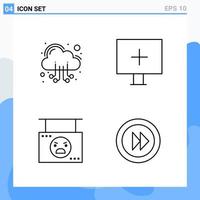 Modern 4 Line style icons Outline Symbols for general use Creative Line Icon Sign Isolated on White Background 4 Icons Pack Creative Black Icon vector background