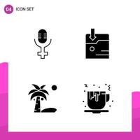 Glyph Icon set Pack of 4 Solid Icons isolated on White Background for responsive Website Design Print and Mobile Applications Creative Black Icon vector background