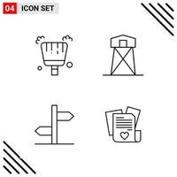 Pixle Perfect Set of 4 Line Icons Outline Icon Set for Webite Designing and Mobile Applications Interface Creative Black Icon vector background