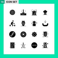 Universal Icon Symbols Group of 16 Modern Solid Glyphs of restaurant cooker bath chef management Editable Vector Design Elements