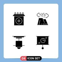 Group of 4 Solid Glyphs Signs and Symbols for cd furniture dangerous nature lamp Editable Vector Design Elements