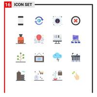 16 iconos creativos signos y símbolos modernos de computación de interfaz de usuario de prueba cancelados sobre un paquete editable de elementos de diseño de vectores creativos