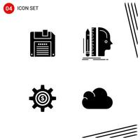 Collection of 4 Vector Icons in solid style Pixle Perfect Glyph Symbols for Web and Mobile Solid Icon Signs on White Background 4 Icons Creative Black Icon vector background